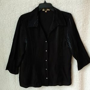 Notations black shiny blouse